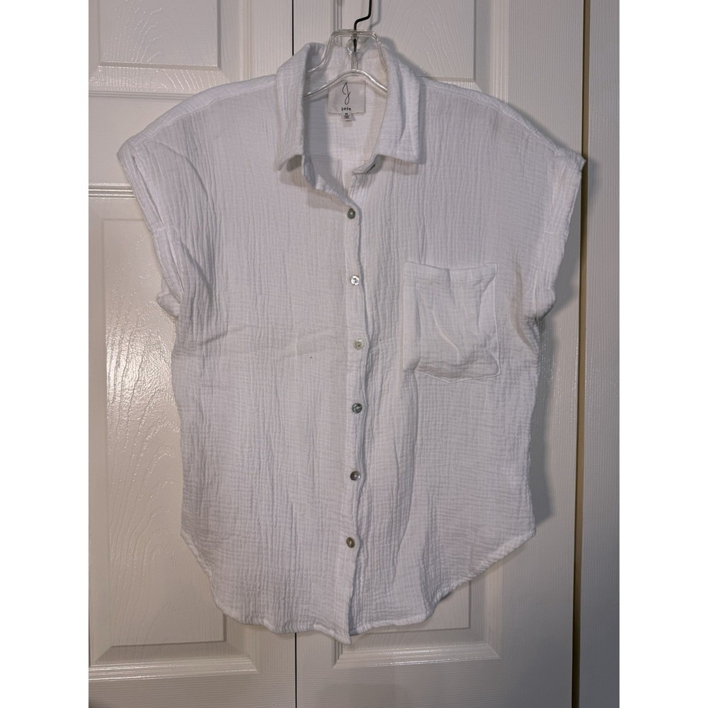 Joie Women's White Gauze 100% Cotton Button Down Shirt Size Medium